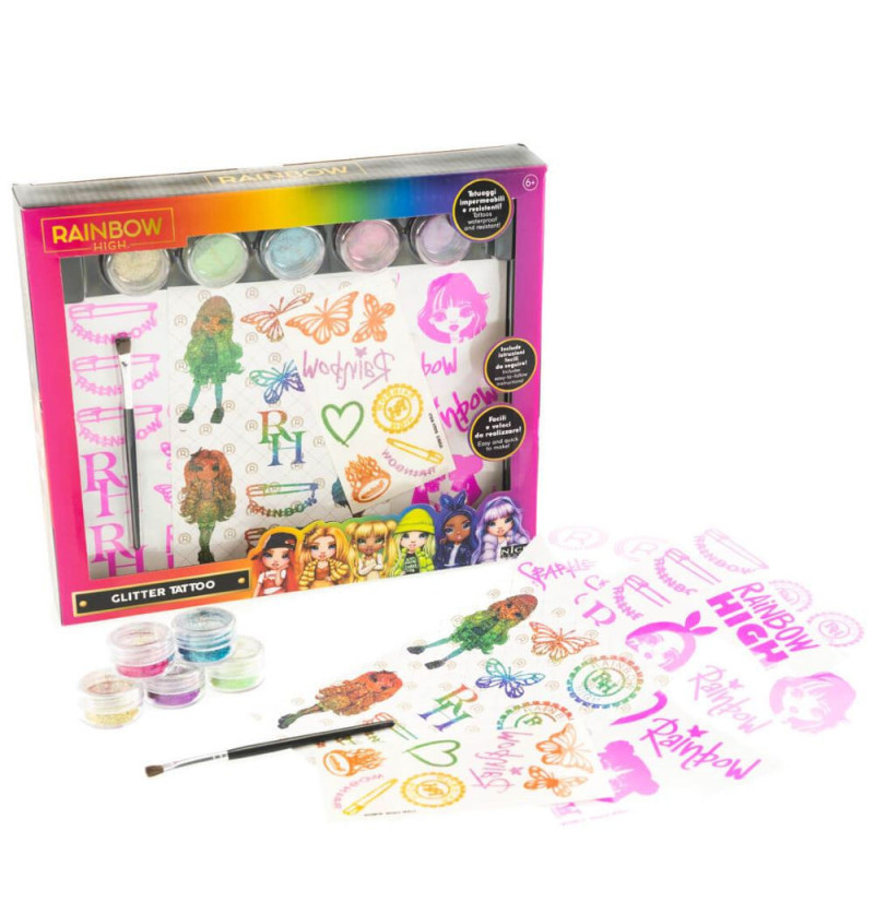 Rainbow high glitter tattoo
