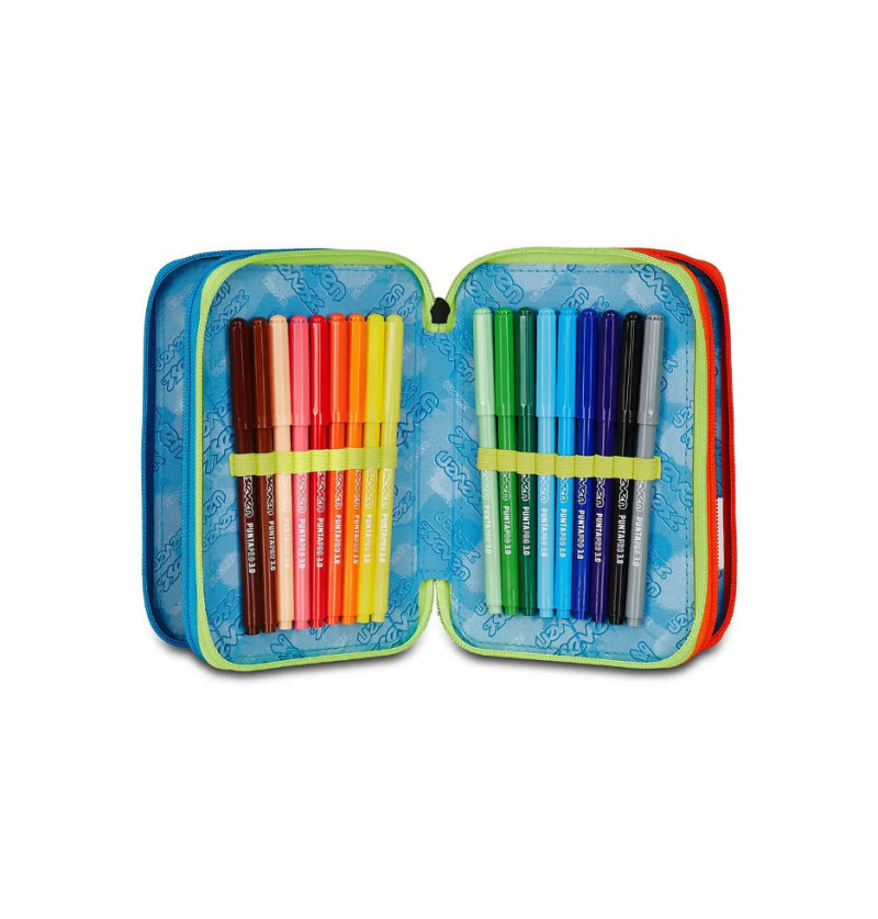 Astuccio 3 zip scribbled flame
