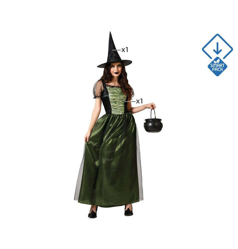Costume strega verde con...
