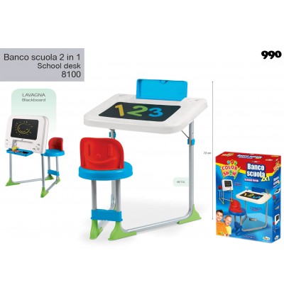 Toys Toys Banco Scuola 2 in 1 ABC Banchetto con Seggiolino e Lavagna Bambini Mobili Soggiorno Bambini Tavolo Gioco di Gruppo in Classe e Casa 